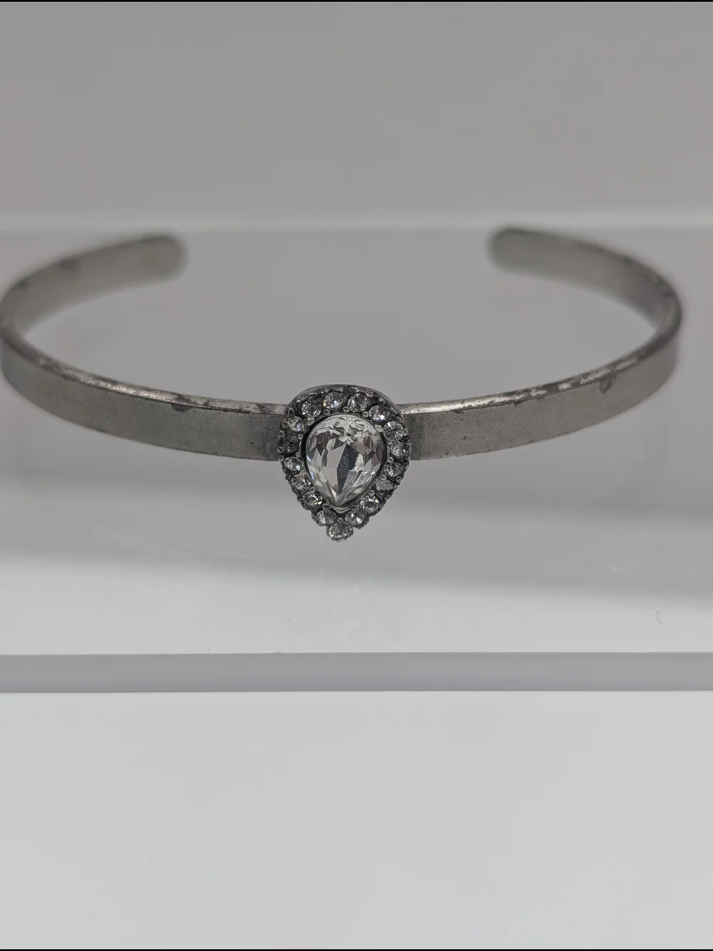 Loren Hope Silver Teardrop Crystal Cuff Bracelet 0104